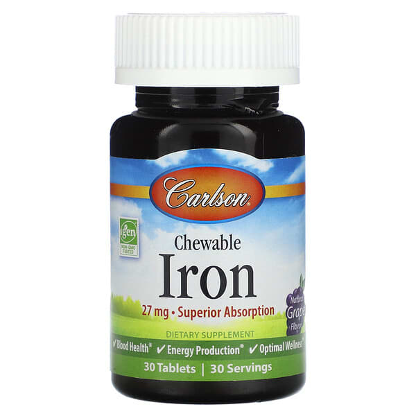 Carlson Chewable Iron Natural Grape 27 mg 30 viên 088395055805