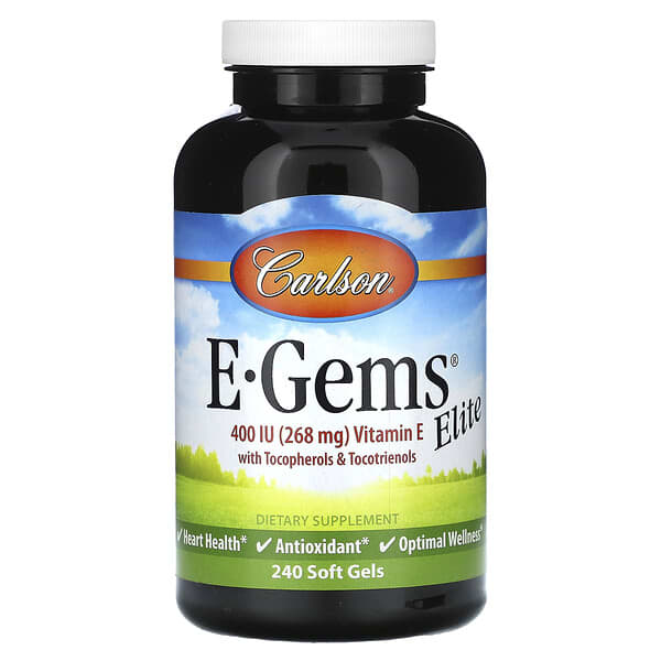 Carlson E-Gems Elite Vitamin E with Tocopherols & Tocotrienols 268 mg 400 IU 240 viên 088395007729