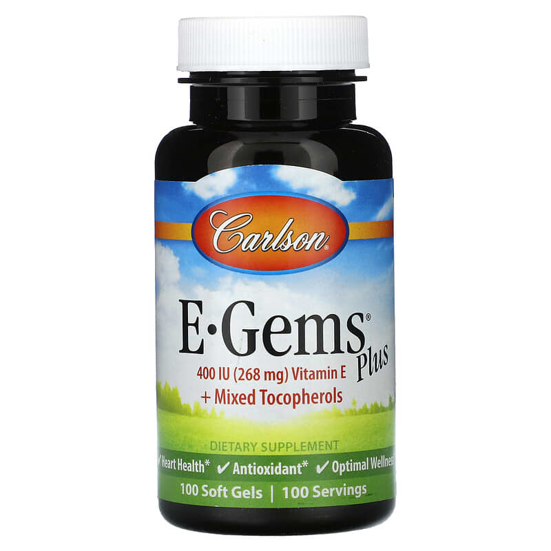 Viên uống Carlson E-Gems Plus 400 IU 100 viên mềm 10 carlson e gems plus 400 iu 268 mg 100 soft gels 125514 088395004414