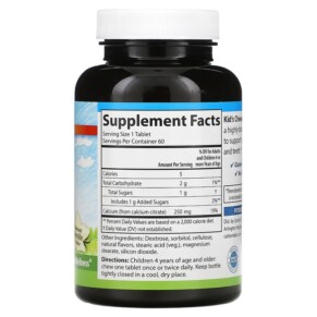 Viên uống canxi nhai cho trẻ em Carlson hương vani tự nhiên 250 mg 60 viên 3 Thành phần vi chất của Carlson Kid's Chewable Calcium Natural Vanilla 250 mg 60 Tablets 088395050831