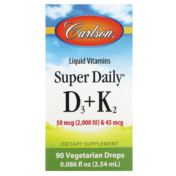 Carlson Super Daily D3 + K2 90 Vegetarian Drops 0,086 fl oz 2,54 ml 088395105500