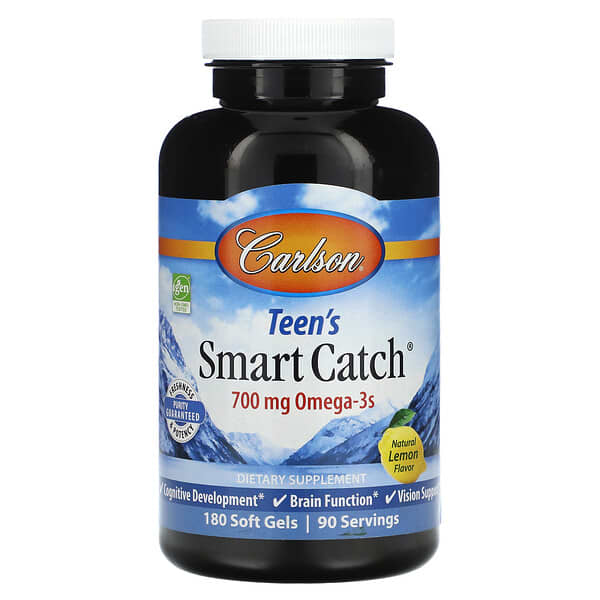 Carlson Teen's Smart Catch Natural Lemon 700 mg 180 viên 350 mg/viên 088395016127