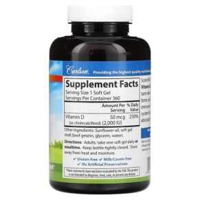 Vitamin D3 Carlson 50 mcg (2000 IU) 360 viên nang mềm 3 Thành phần vi chất của Carlson Vitamin D3 50 mcg (2.000 IU) 360 Soft Gels 088395014635