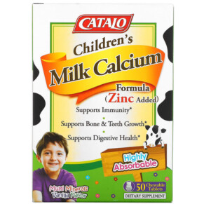 Thực phẩm bổ sung Catalo Naturals Children's Milk Calcium Formula Vanilla 50 Chewable Tablets 810399025757