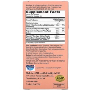 Viên uống canxi thực vật cho bà bầu Catalo Naturals Vegetarian Calcium Formula Prenatal Algae Calcium 60 viên 3 Thành phần vi chất của Catalo Naturals Vegetarian Calcium Formula Prenatal Algae Calcium 60 Vegetarian Tablets 810399025542