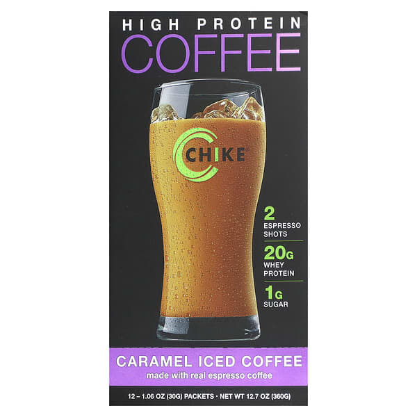 Chike Nutrition High Protein Iced Coffee Caramel 12 gói 1,06 oz 30 g 185689000234