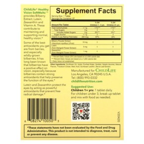 Viên ngậm ChildLife Essentials Healthy Vision SoftMelts vị berry tự nhiên 27 viên 3 Thành phần vi chất của ChildLife Essentials Healthy Vision SoftMelts Natural Berry 27 Tablets 608274100503