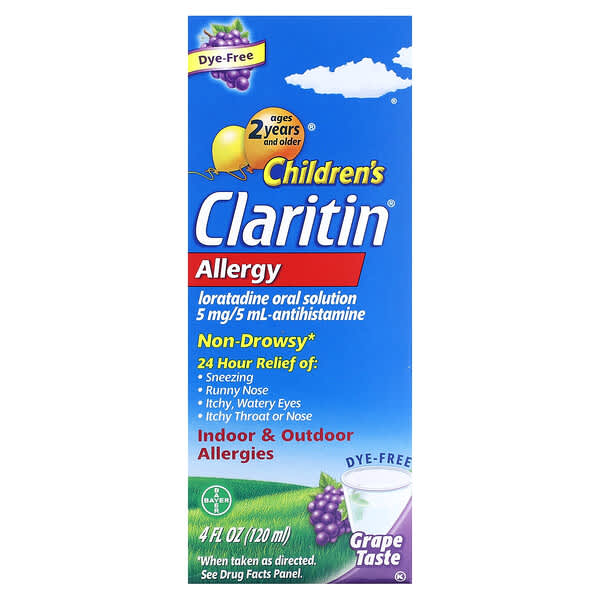 Claritin Children's Allergy Ages 2 Years+ Grape 5 mg 4 fl oz 120 ml 10 claritin children s allergy ages 2 years grape 5 mg 4 fl oz 120 ml 126037 041100811028