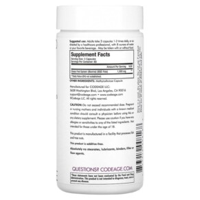 Thành phần vi chất của Codeage Grass-Fed Beef Spleen 180 Capsules 853919008168