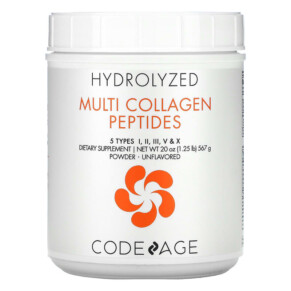 Thực phẩm bổ sung Codeage Hydrolyzed Multi Collagen Peptides 5 Types I II III V X Powder Unflavored 20 oz (567 g) 853919008021