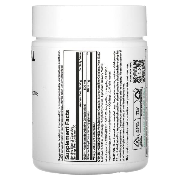 Codeage Liposomal NAD+ Eternal Nicotinamide Adenine Dinucleotide Trimethylglycine 60 viên 9 Codeage Liposomal NAD+ Eternal Nicotinamide Adenine Dinucleotide Trimethylglycine 60 viên 850049609029