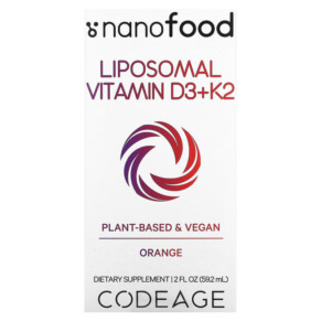 Thực phẩm bổ sung Codeage Liposomal Vitamin D3+K2 Orange 2 fl oz (59.2 ml) 850043333425