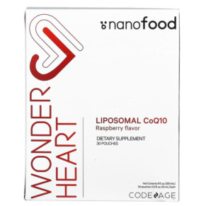Thực phẩm bổ sung Codeage Nanofood Wonder Heart Liposomal CoQ10 Raspberry 30 Pouches 0.3 fl oz (10 ml) Each 853919008809