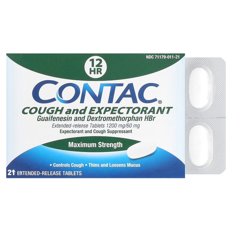 Contac, Cough and Expectorant, Maximum Strength, 21 Extended-Release Tablets 346017027105