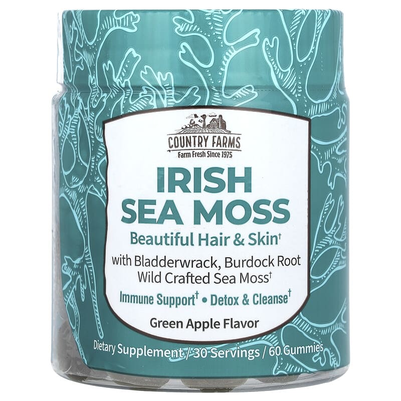 Viên nhai rong biển Ireland Country Farms vị táo xanh 60 viên 10 country farms irish sea moss gummies green apple 60 gummies 137257 035046133320