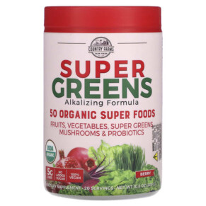 Thực phẩm bổ sung Country Farms Super Greens Alkalizing Formula Berry 10.6 oz (300 g) 035046090593