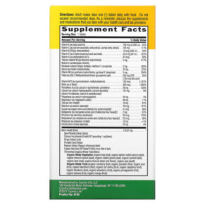 Viên uống đa vitamin Country Life Core Daily-1 cho nam giới 60 viên 3 Thành phần vi chất của Country Life Core Daily-1 Multivitamins Men 60 Tablets 015794081906