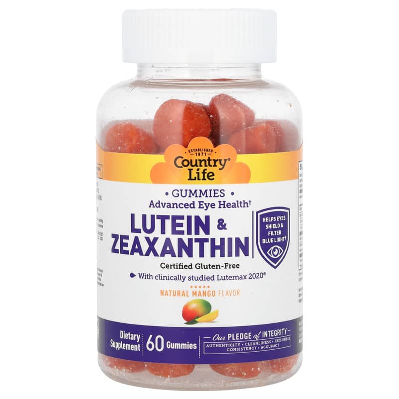Country Life, Lutein & Zeaxanthin Gummies, Natural Mango, 60 viên nhai 015794056072