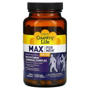 Thực phẩm bổ sung Country Life Max for Men Multivitamin & Mineral Complex Iron-Free 120 Vegan Capsules 015794081401
