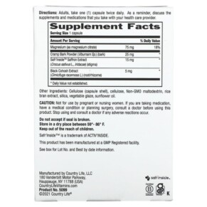 Viên uống hỗ trợ PMS Targeted PMS Support 60 viên thực vật của Country Life 3 Thành phần vi chất của Country Life PMS Rescue Targeted PMS Support 60 Vegan Capsules 015794050995