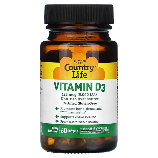 Country Life Vitamin D3 125 mcg 5.000 IU 60 viên 10 country life vitamin d3 125 mcg 5 000 iu 60 softgels 121751 015794058076