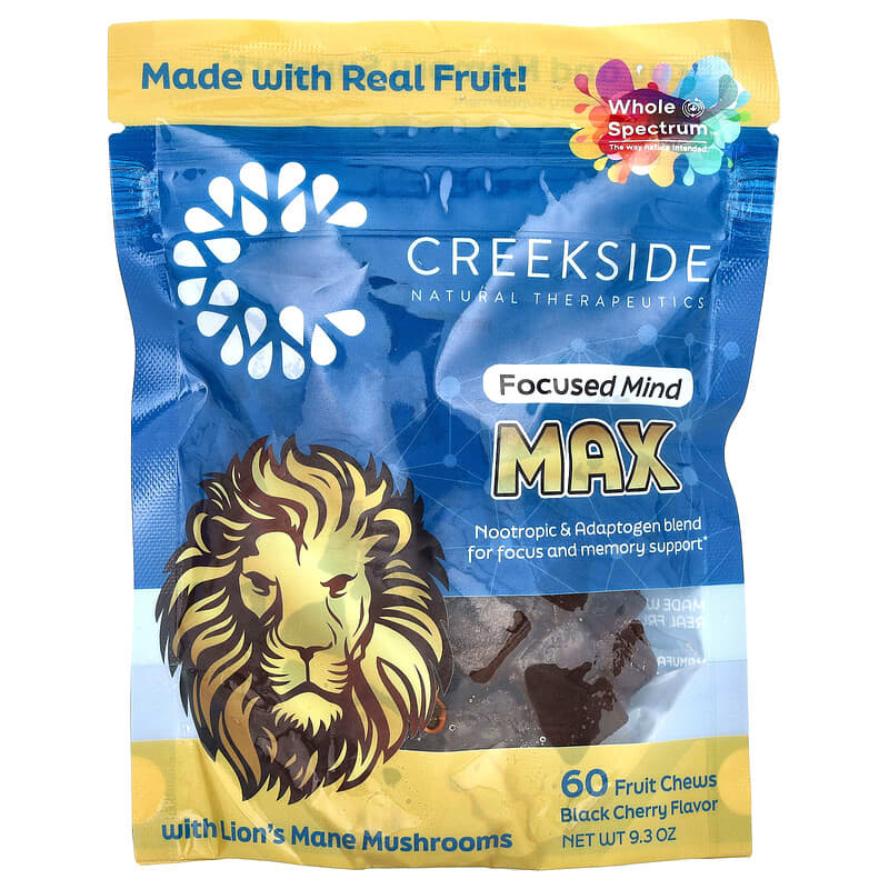 Kẹo trái cây Creekside Natural Therapeutics Focused Mind Max Vị Anh Đào Đen 60 viên 10 creekside natural therapeutics focused mind max black cherry 60 fruit chews 139523 856075004456