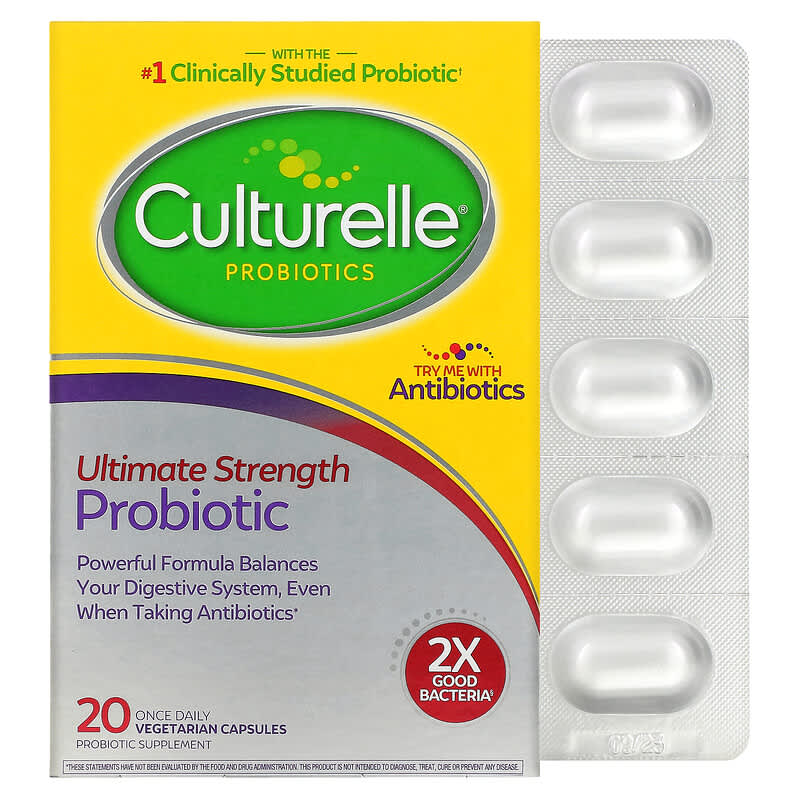 Viên uống lợi khuẩn Culturelle Probiotics Ultimate Strength Probiotic 20 viên mỗi ngày cho người ăn chay 10 culturelle probiotics ultimate strength probiotic 20 once daily vegetarian capsules 72684 049100400358