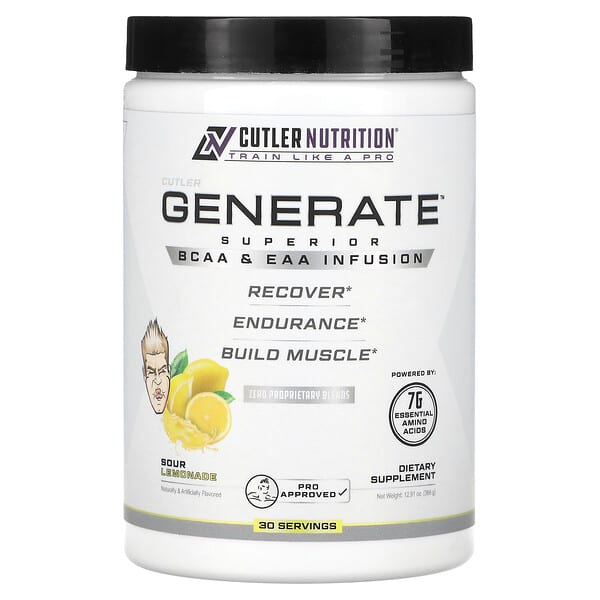 Cutler Nutrition Generate Superior BCAA & EAA Infusion Sour Lemonade 12,91 oz 366 g 850002859546