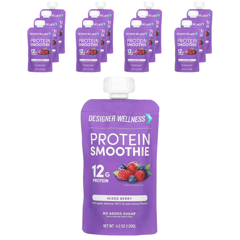 Sản phẩm dinh dưỡng Designer Wellness, Sinh tố protein hỗn hợp berry, 12 gói, 4,2 oz (120 g) 10 designer wellness protein smoothie mixed berry 12 pack 4 2 oz 120 g each 135726 10844334009851