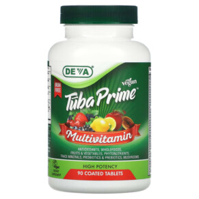 Thực phẩm bổ sung Deva Tuba Prime Vegan Multivitamin Iron Free High Potency 90 Coated Tablets 895634000652