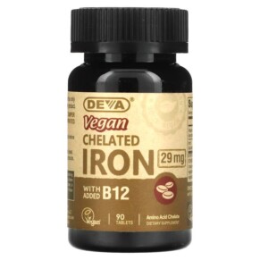 Thực phẩm bổ sung Deva Vegan Chelated Iron 29 mg 90 Tablets 895634000379