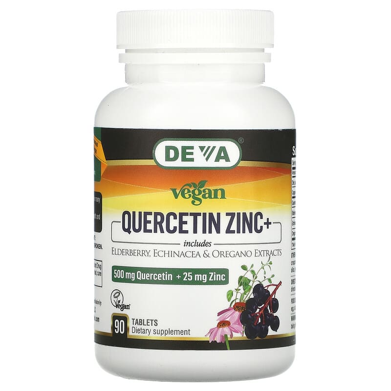 Deva Vegan Quercetin 500 mg Kẽm 25 mg 90 viên nén 10 deva vegan quercetin 500 mg zinc 25 mg 90 tablets 107942 895634000669