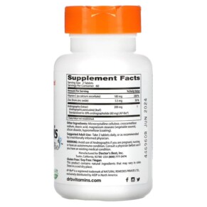 Viên uống Doctor's Best Andrographis Ap-Bio 120 viên 3 Thành phần vi chất của Doctor's Best Andrographis Ap-Bio 120 Tablets 753950005679