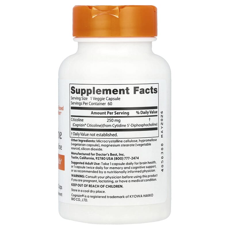 Citicoline Doctor's Best 250 mg 60 viên hỗ trợ tăng cường trí nhớ 9 Citicoline Doctor's Best 250 mg 60 viên hỗ trợ tăng cường trí nhớ 753950006232