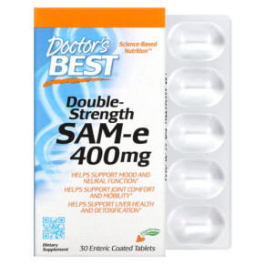 Thực phẩm bổ sung Doctor's Best Double Strength SAM-e (Disulfate Tosylate) 400 mg 30 Enteric Coated Tablets 753950001510