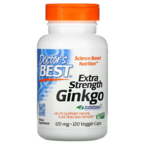 Thực phẩm bổ sung Doctor's Best Extra Strength Ginkgo 120 mg 120 Veggie Caps 753950000919