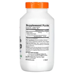 Viên uống bổ não Doctor's Best Ginkgo Extra Strength 120 mg 360 viên thực vật 3 Thành phần vi chất của Doctor's Best Extra Strength Ginkgo 120 mg 360 Veggie Caps 753950002739