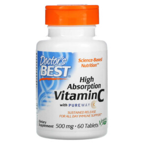 Thực phẩm bổ sung Doctor's Best High Absorption Vitamin C with PureWay-C 500 mg 60 Tablets 753950001916