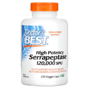 Thực phẩm bổ sung Doctor's Best High Potency Serrapeptase 120.000 SPU 270 Veggie Caps 753950003071