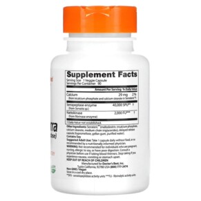 Thành phần vi chất của Doctor's Best Natto-Serra 90 Veggie Caps 753950002944