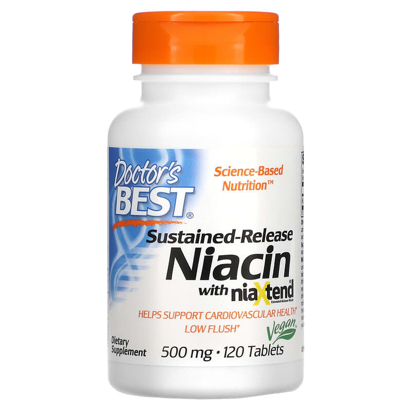 Viên uống bổ sung niacin Doctor's Best Sustained-Release Niacin với niaXtend 500 mg 120 viên 10 doctor s best sustained release niacin with niaxtend 500 mg 120 tablets 27751 753950002425