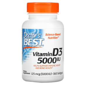 Thực phẩm bổ sung Doctor's Best Vitamin D3 125 mcg (5.000 IU) 360 Softgels 753950002500