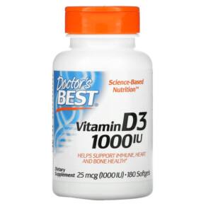 Thực phẩm bổ sung Doctor's Best Vitamin D3 25 mcg (1.000 IU) 180 Softgels 753950002098