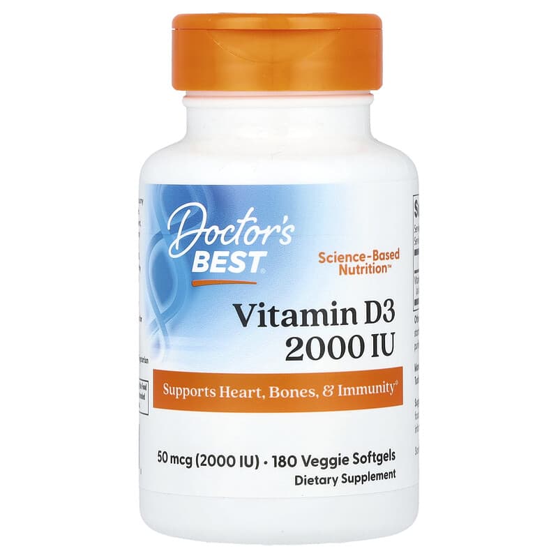 Vitamin D3 Doctor's Best 50 mcg 2000 IU 180 viên mềm 10 doctor s best vitamin d3 50 mcg 2 000 iu 180 veggie softgels 144914 753950005358