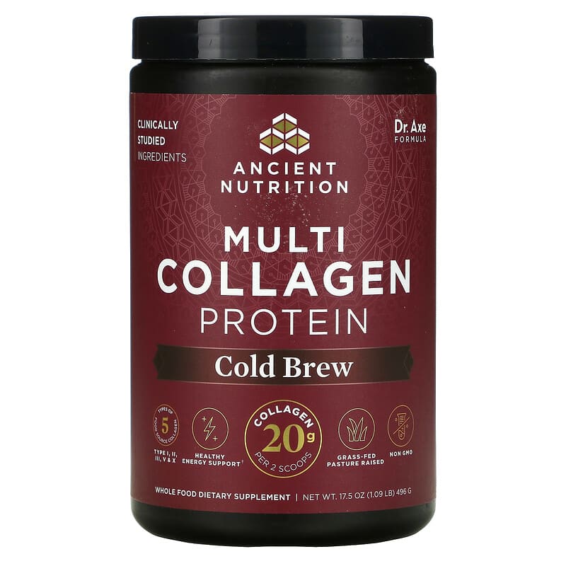 Bột Protein Collagen Đa Dạng Dr. Axe/Ancient Nutrition Cold Brew 1.09 lb (496 g) 10 dr axe ancient nutrition multi collagen protein cold brew 1 09 lb 496 g 86275 816401022516