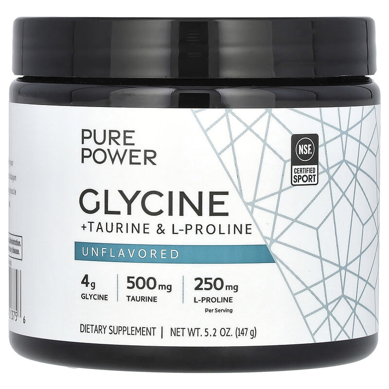 Dr. Mercola, Pure Powder, Glycine + Taurine + L-Proline, Unflavored, 5,2 oz (147 g) 810094213756