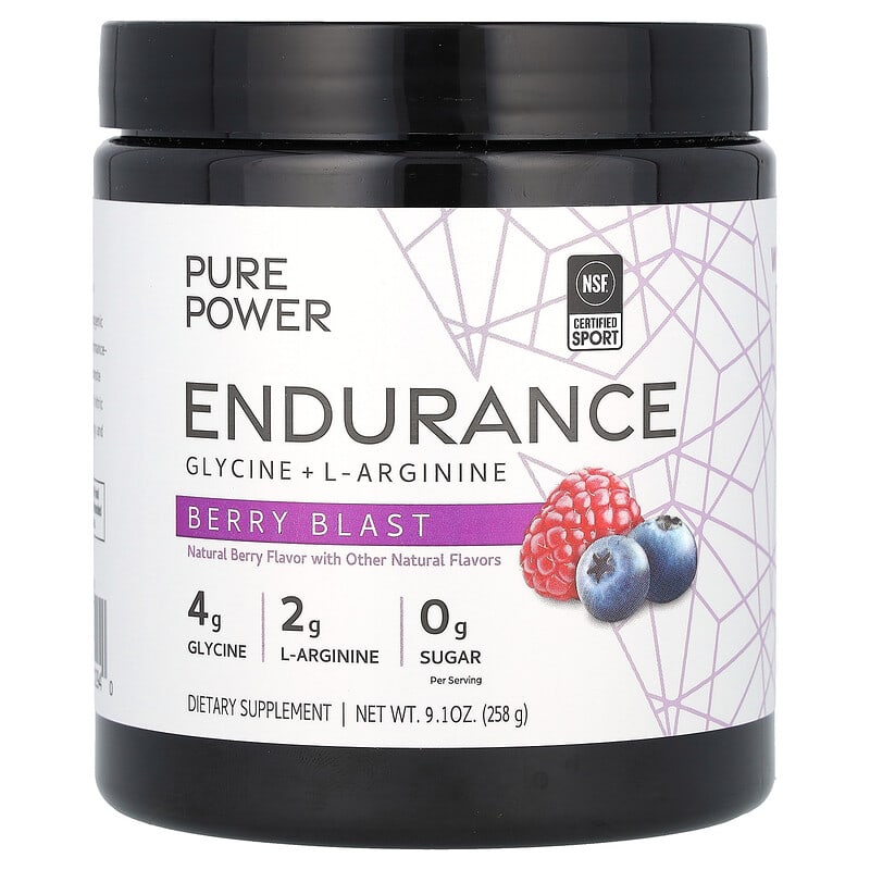 Dr. Mercola, Pure Power, Endurance, Glycine + L-Arginine, Berry Blast, 9,1 oz (258 g) 810094212940