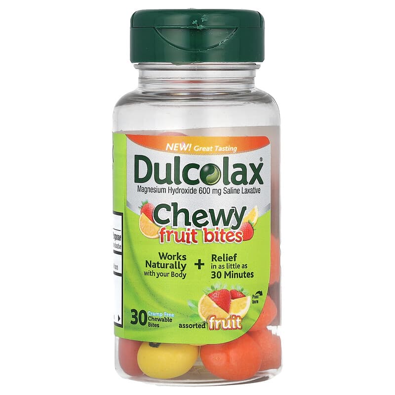 Dulcolax, Chewy Fruit Bites, Assorted Fruit, 30 Chewable Bites 681421025607
