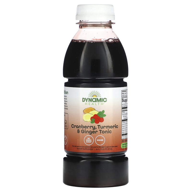 Nước Tonic Dưỡng Sức Dinh Dưỡng Dâu Tây, Nghệ & Gừng Dynamic Health 473ml 10 dynamic health cranberry turmeric ginger tonic 16 fl oz 473 ml 132560 790223102246