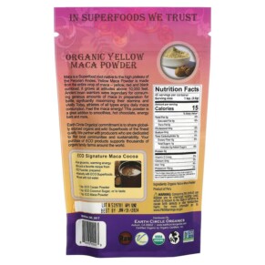 Bột Maca Vàng Hữu Cơ Earth Circle Organics 8 oz (226.7 g) 3 Thành phần vi chất của Earth Circle Organics Organic Yellow Maca Powder 8 oz (226.7 g) 894932002023